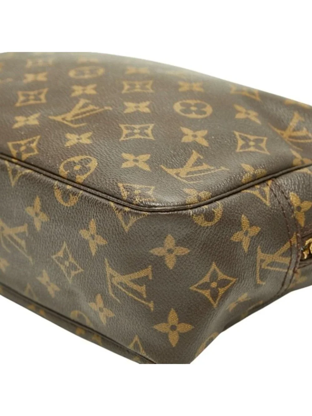 Louis Vuitton Monogram Trousse Toilet 28 Second Bag Brown Leather